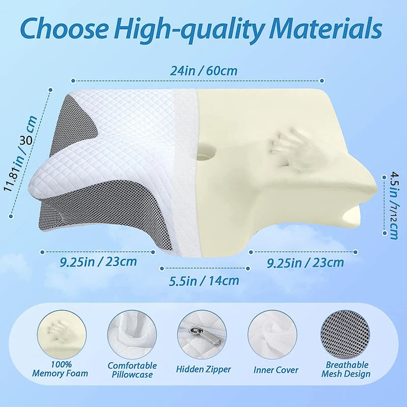 1pc Memory Foam Cervical Orthopedic Neck Pillow