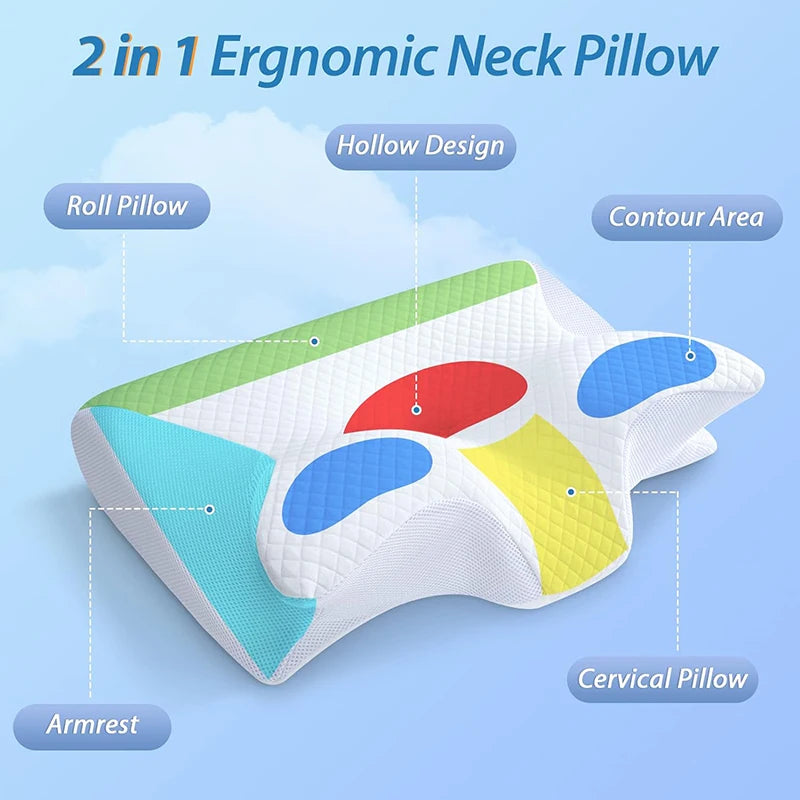 1pc Memory Foam Cervical Orthopedic Neck Pillow