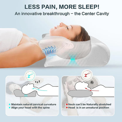 1pc Memory Foam Cervical Orthopedic Neck Pillow