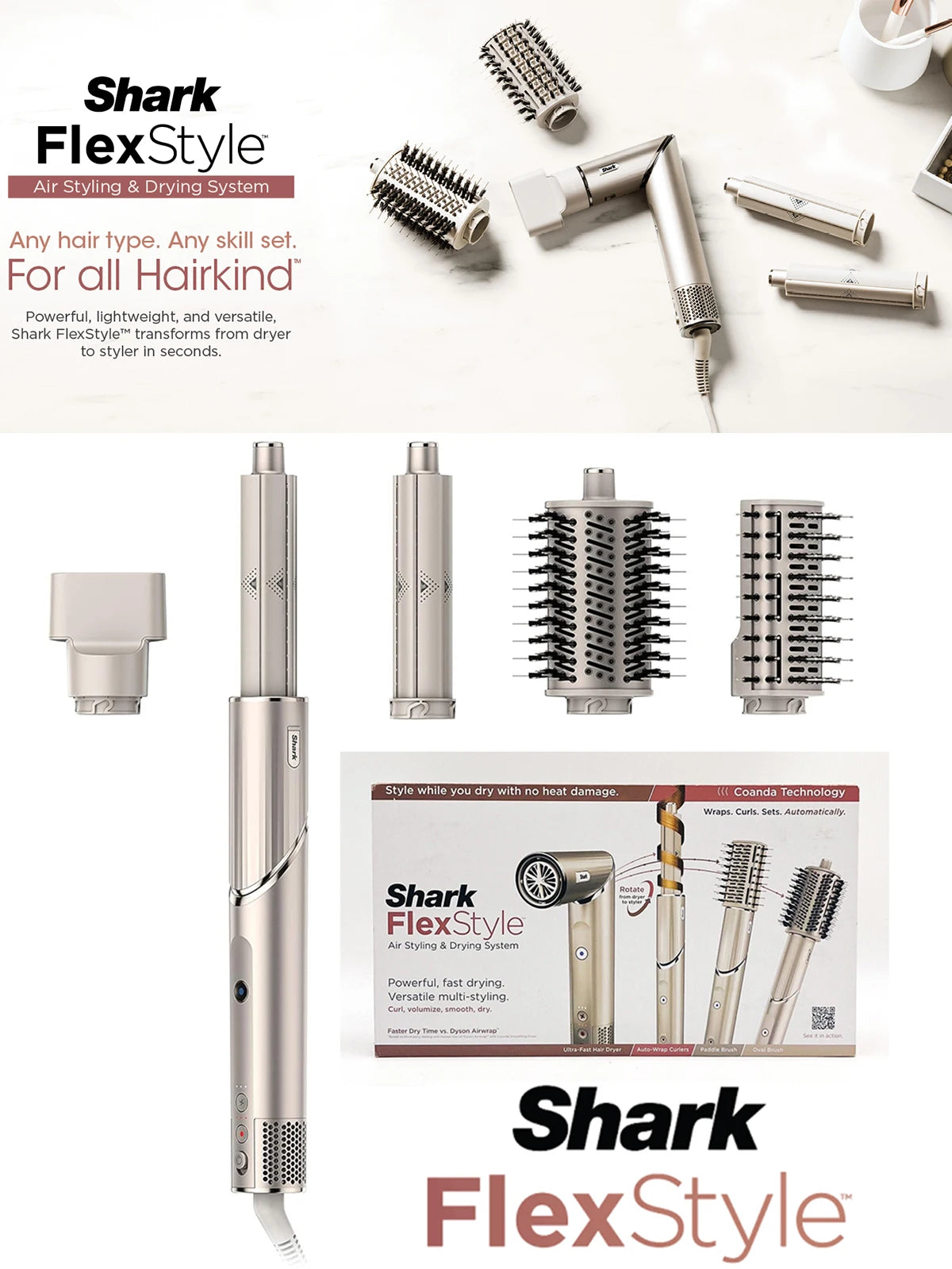 Shark FlexStyle HD430 Negative Ion Hair Dryer & Air Styler Wrap