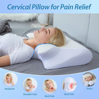 1pc Memory Foam Cervical Orthopedic Neck Pillow